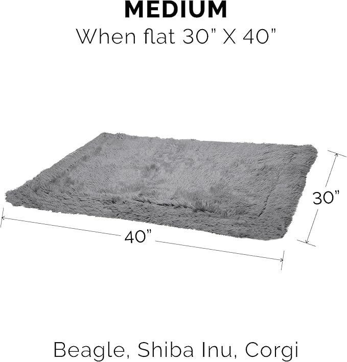 Furhaven Waterproof Throw Blanket for Dogs & Indoor Cats, Washable - Shaggy Plush Calming Long Faux Fur & Velvet Dog Blanket - Gray, Medium