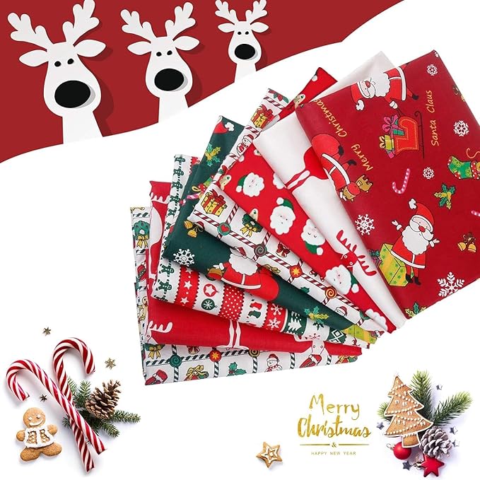 Aubliss 8pcs Fat Quarter Fabric Bundles (100% Cotton - 20'' x 20'') Quilting Cotton Craft Fabric Pre-Cut Squares Sheets for Patchwork Sewing Quilting Crafting