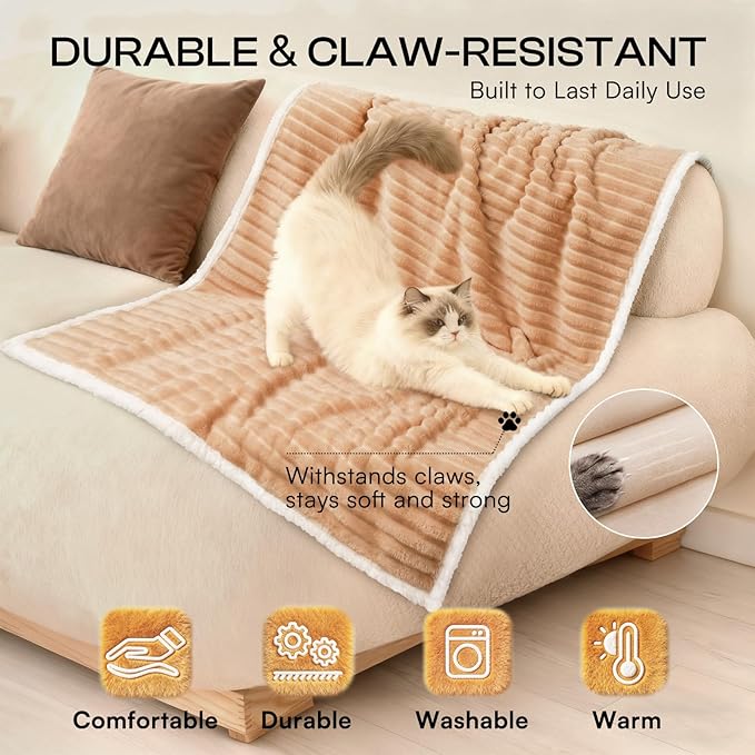 Luciphia Waterproof Dog Blanket for Medium Large Dogs Ultra-Soft Calming Cut Pile Flannel Throw Durable & Warm Furniture Protection for Couch Car Pet Blanket Machine Washable Warm Caramel,M(57''x40'')