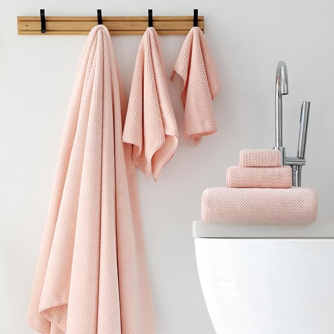 Akzpe 40x80 Inches Bath Sheets Towels for Adults Oversized Bath Towels Extra Large Luxury Super Soft Absorbent Quick Dry Microfiber (Pink,6PCS)