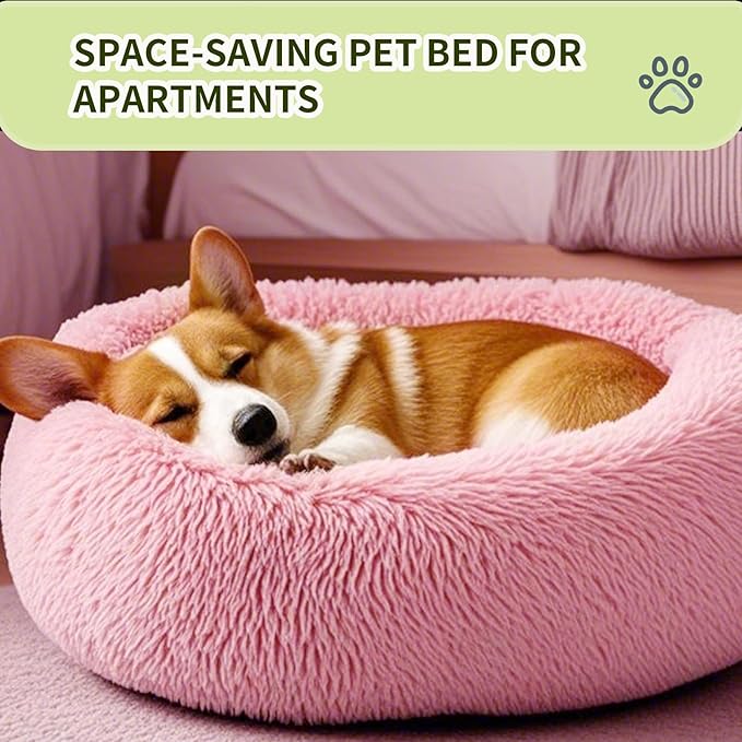 Comfort Donut Dog Bed for Small Dogs, Cat Bed & Pet Bed for Indoor Use, Medium Size with Soft Plush, Round Dog Beds for Large Dogs and Cats(Rubber Red,36''Lx36''Wx8''Th)