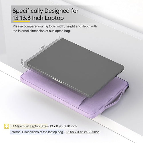 13 Inch Laptop Sleeve Case for 13-inch New MacBook Air M4 A3240 2025,13 13.6 Inch MacBook Air 13 M3/M2/M1 2020-2024, Computer Carrying Bag with Handle, Purple