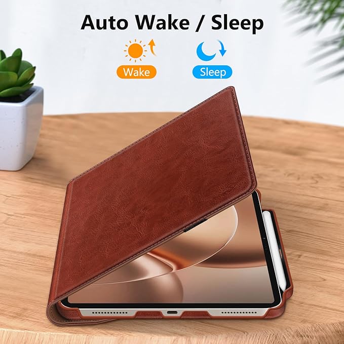 Fintie Rotating Case for iPad Air 13-inch (M3) 2025, (M2) 2024-360 Degree Swiveling Protective Stand Cover with Pencil Holder, Auto Wake/Sleep, Brown