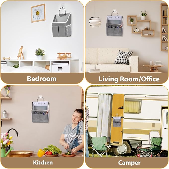 Zelphvt Wall Hanging Storage Bag, Hanging Storage Basket for Organizing, Wall Organizer with Pockets for Bathroom, Bedroom, Dormitory, RV