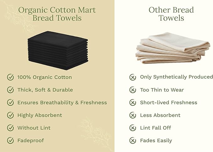 Organic Cotton Black Tea Towels - 100% Cotton, 10-Pack, Reusable and Washable Flour Sack Towels for Kitchen - Extra Large 27"x27", Durable Dish Towels with Hanging Loop (Black)