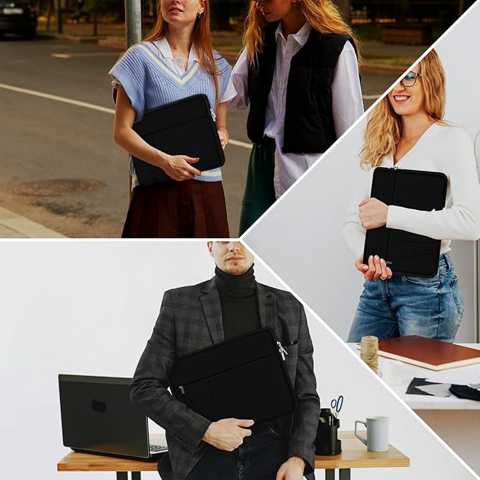 Laptop Sleeve 14 inch, Slim Traveling Laptop Case Cover with Zippered Pocket, Shockproof Protective Carrying Briefcase Computer Bag for 14" MacBook Air/Pro, HP, Dell, Lenovo, Acer, Black