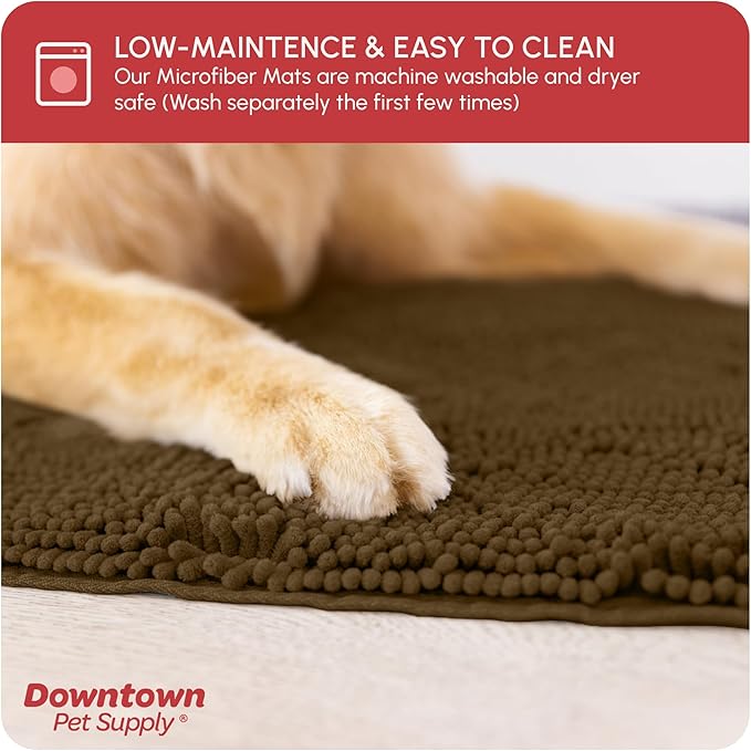 My Doggy Place Dog Mud Mat, 18" x 24" Brown – Thick Microfiber Entry Rug for Snow, Mud & Salt – Absorbent, Quick-Dry, Washer-Safe & Non-Slip, Small