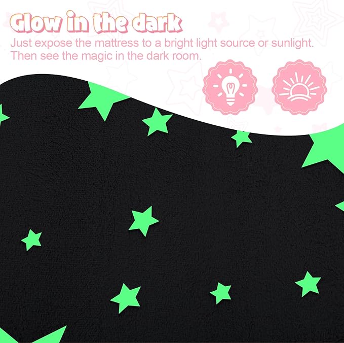 MeMoreCool Foldable Floor Mattress for Kids, Glow Toddler Nap Mat for Sleeping and Daycare, Portable Trifold Futon Mattress Floor Bed, Star