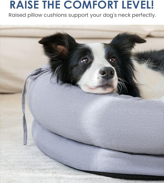 bilypaws Orthopedic Dog Bed for Large Dogs, Pet Sofa Bed with Egg Crate Foam, 4-Sided Bolster, Removable Washable Cover & Anti-Slip Bottom, Large Light Gray