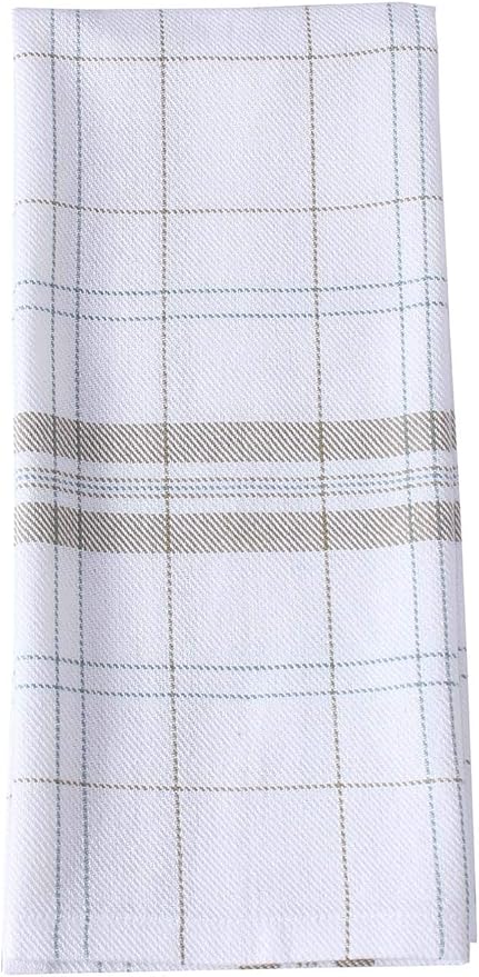 ACCENTHOME Cotton Kitchen Towels - 4-Piece Absorbent Set | Tea & Bar Towels | Marino Leaf Print | Multi-Purpose 20x28