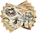 Halloween Placemats Vintage Rustic Farmhouse Gothic Dark Castle Halloween Witch Pumpkin Black Cat Raven Skull Moths Placemats Table Kitchen Dining Party 12x18 Inch Set of 6