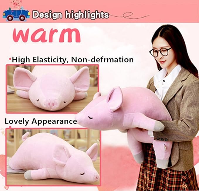 VSFNDB Stuffed Plush Pig Animal Toy 20 Inches Pink Piggy Animal Stuffed Plushies Super Soft Cute Cuddly Pillow Cushion Stuff Dolls Gifts for Children Kids Boys Girls Room Decor Bed Nursery, 20Inches
