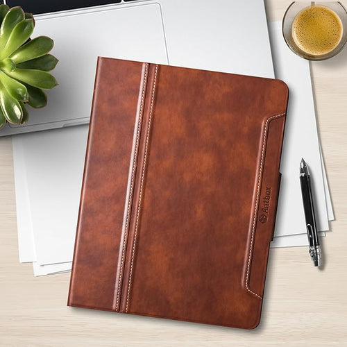 Antbox for iPad Pro 13 Inch Case M5 2025/M4 2024, Built-in Pencil Holder, Supports Pencil Pro/(USB-C), Auto Sleep/Wake, PU Leather (Brown)