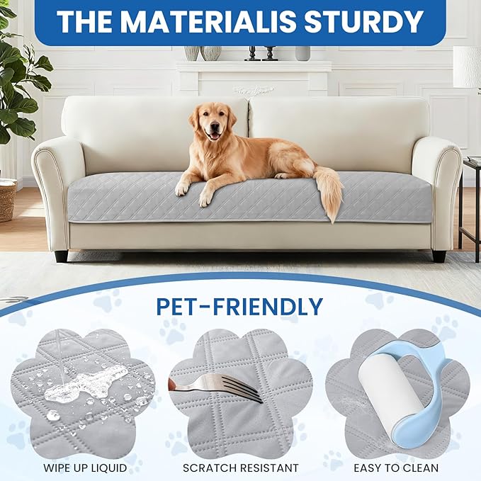 CYCMACO Waterproof Dog Bed Cover Pet Blanket, Soft Couch Cover for Dogs Washable, Non-Slip Dog Blanket Protect Furniture Couch Sofa Car for Puppy Large Dogs Cat (52x82 Inch, Light Grey)