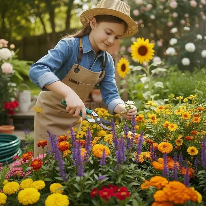 Kids Art Aprons for Painting, Gardening, Cooking, Multiple Pockets, Kids Smock for Boys & Girls, Waterproof (Age6-12)