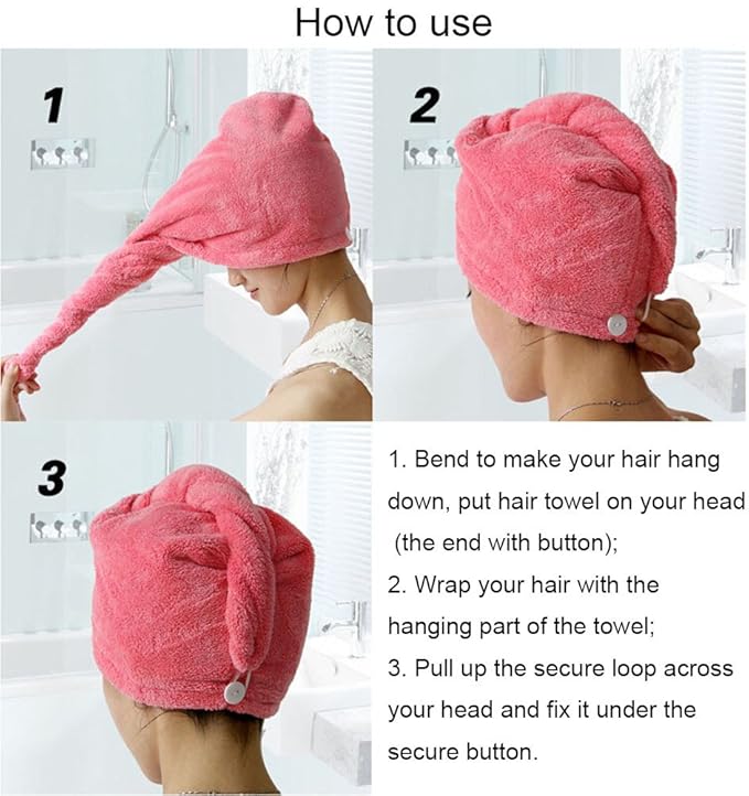 YYXR Microfiber Hair Turban Towel Wrap - Super Absorbent Drastically Reduce Hair Drying Time(2 Pack Puple & Blue)