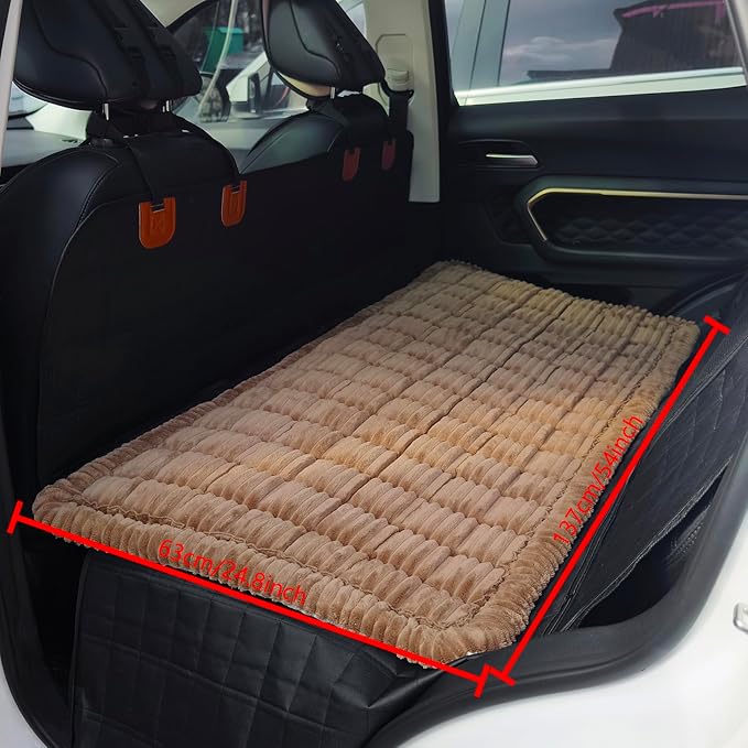 HOMEREFROM Dog Bed for Car, Backseat Pet Bed Mat, Dog Seat Cover for Car Back Seat, Non-Slip Travel Pet Mat, Fit for Backseat Extenders and Seat Covers (Darkcoffee, 24.8x54inch)