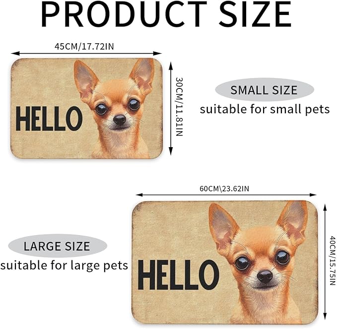 Chihuahua Dog Food Mat for Floors Waterproof,Quick Dry Anti-Slip Dog Bowl Mats for Food and Water,Pet Feeding Mats,Pet Placemat for Messy Drinkers to Protect Floors,Pets Supplies 23.62×15.75in