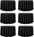 6-Pack Black Round Tablecloths, 132 Inches, Stain-Resistant Polyester for 6-8 Ft Round Tables - Washable Table Covers for Weddings, Banquets, Birthday Parties, Events