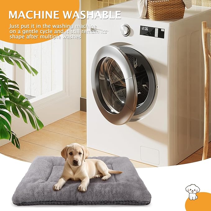 Vetasac Reversible Dog Bed Mat with Plush and Corn Velvet,Soft Warm Pet Cushion, Dual Purpose Washable Sleeping Mattress Bed for Small Medium Large Dog and Cat XB004 (36"x23", Light Grey)