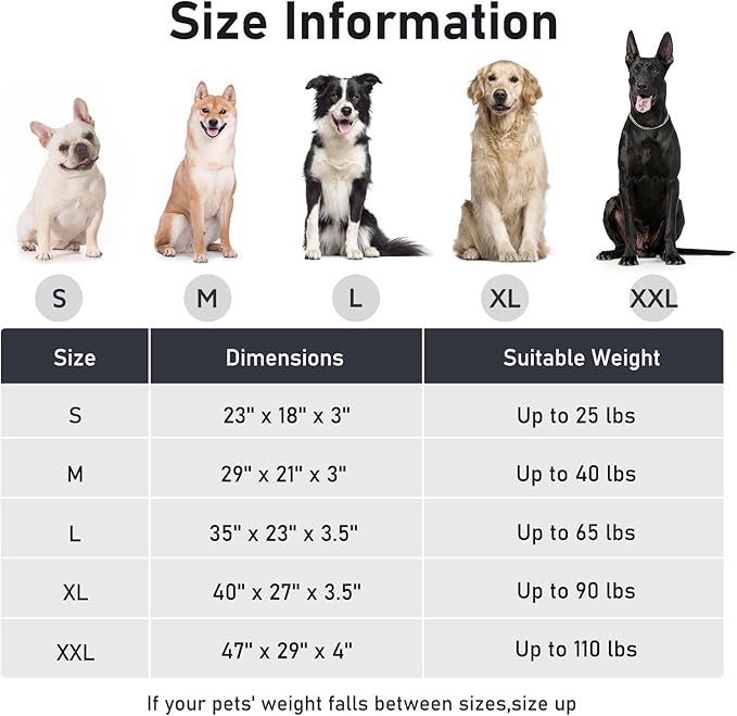 FURTIME Washable Dog Bed Large Sized Dogs, Deluxe Dog Crate Beds Comfy Fluffy Kennel Pad Anti-Slip Pet Sleeping Mat, Machine Washable Dogs Pillow, 35"x23"x3.5", White