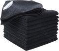 KinHwa Kitchen Washcloths for Dishes Absorbent Microfiber Dish Cloths Quick Dry Dish Rags with Poly Scour Scrub Side Ideal for Kitchen Cleaning (Black, 12inchx12inch 10 Pack)