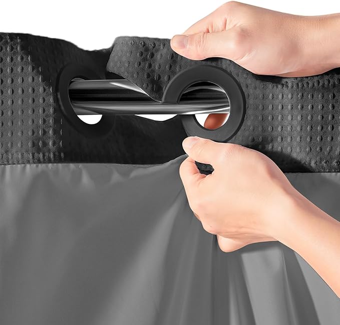 River Dream Stall Heavyweight No Hooks Required Dotted Waffle Weave Shower Curtain with Snap in Liner - 36W x 74H,Hotel Grade,Spa Like Bath Curtain,Graphite Grey