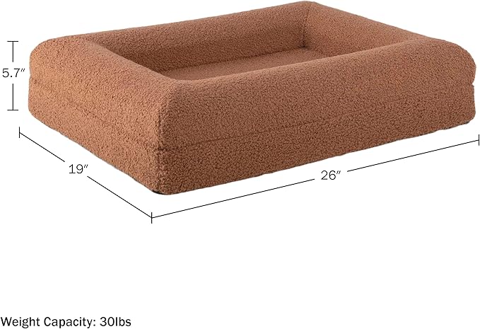 PETMAKER Orthopedic Pet Bed - 26in Small Dog Bed with Supportive Bolster, Nonslip Bottom, and Removable Washable Cover - Memory Foam Puppy Bed for Small Dogs and Cats - Dog Products (Brown)