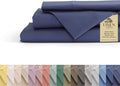 Linen Home 100% Cotton Percale Sheets Queen Size, Dark Blue, Deep Pocket, 4 Pieces Set - 1 Flat, 1 Deep Pocket Fitted Sheet and 2 Pillowcases, Crisp Cool and Strong Bed Linen