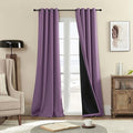 Rutterllow 100% Blackout Curtain 84 Inch Length 2 Panels Set, Room Darkening Thermal Insulated Window Treatment for Bedroom, Noise Reduction Privacy Drapes with Grommet Top for Living Room(Purple)