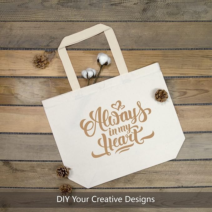 TOPDesign 12-Pack Canvas Tote Bags with Magnetic Snap, Reusable Grocery Shopping Bags, DIY Your Creative Designs