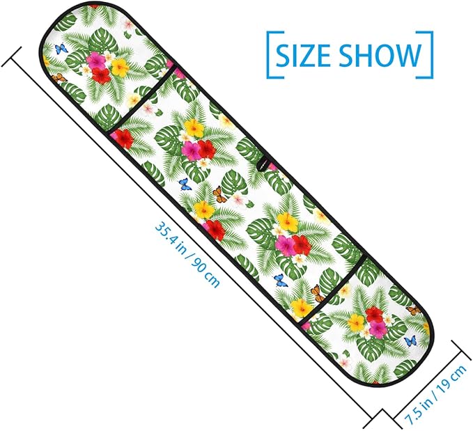 Long Double Oven Mitt for Baking Tropical Floral Flower Leaves Butterfly Heat Resistant Quilted Double Oven Glove Potholder for Cooking Grilling Christmas, Washable