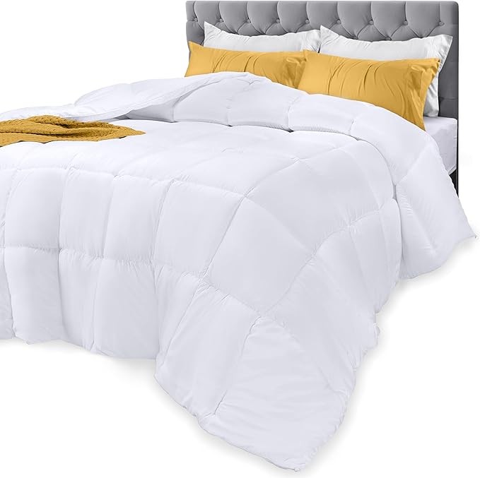 Utopia Bedding Comforters Full Size, All Season Duvet Insert, Down Alternative Box Stitched Bed Comforter with Corner Tabs, Machine Washable (White)