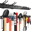 ZICANYCO Garage Tool Organizer Wall Mount 64 inches with 13 Adjustable Heavy-Duty Hooks, Garage Organization, Garden Tool Storage Rack, Yard, and Shed, Holds Up to 520 lbs