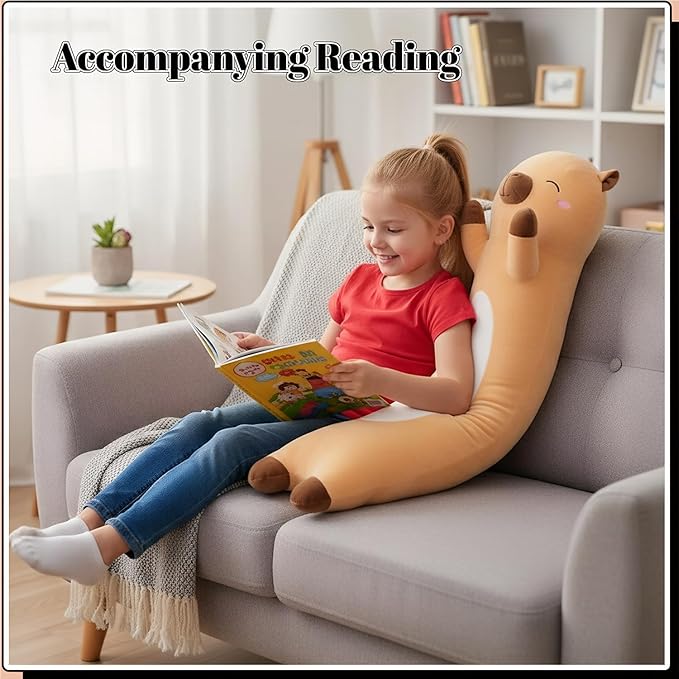 Shuoopen Long Capybara Plush Body Pillow Giant Stuffed Animal Soft Kids Sleeping Pillow, Kawaii Cute Capybara Plushies for Girls Boys Birthday (Brown,110cm/43.3inch)