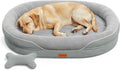 CWAWZ Jumbo Orthopedic Dog Bed, Big Dog Bed for Extra Large Sized Dogs with Full-Surround Bolsters, Dual-Sided Dog Cooling Bed with Memory Foam, Washable Pet Sofa Couch with Nonslip Bottom, Light Grey