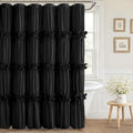 XOGUIBO Ruffle Shower Curtain with Handmade Bow Tie, Vintage Farmhouse Shower Curtain for Bathroom, 72" W x 72" H,Black