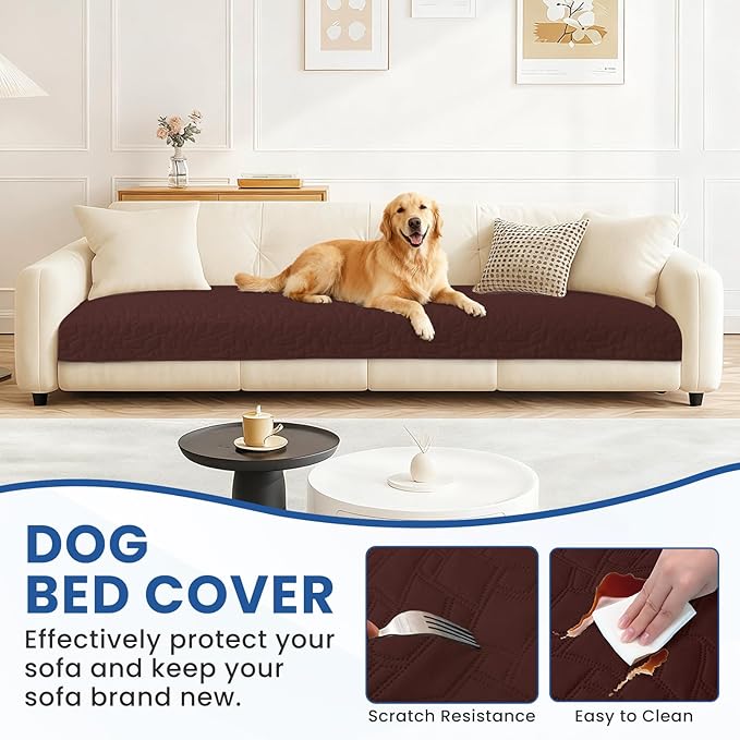 CYCMACO Waterproof Dog Bed Cover, Non-Slip Dog Blanket for Couch, Couch Covers for Dogs Washable, Pet Blanket for Furniture, Pet Bed Mat for Sofa, Car, Pet Supplies (52x82 Inch, Coffee)
