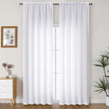 Lecloud Bessie White Curtains 90 Inches Long 2 Panels, Airy Faux Linen Textured Light Filtering Privacy Drapes with Rod Pocket, Soft Home Windows Decor for Living Room Bedroom, Each 50" W x 90" L