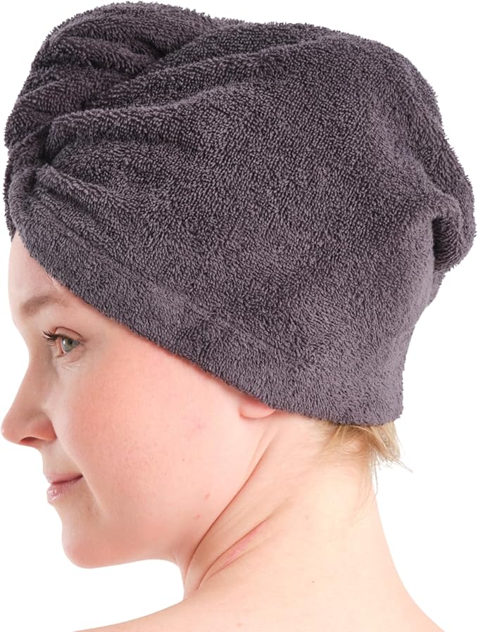 Seritaine Hair Towel Wrap for Women 2 Pack – 100% Turkish Cotton Turban for Wet Hair Quick Dry – Soft & Gentle Head Towel Cap– Soft and Absorbent Cotton - 10x26 inch