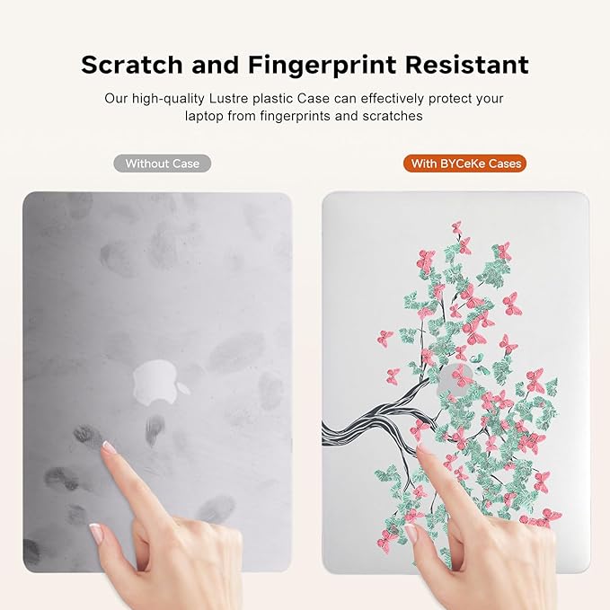 BYCeKe Cute Clear Print Case for MacBook Air 13 inch 2025-2022 M4 A3240 M3 A3113 M2 A2681,for Mac Air13 M4 Sturdy Pattern Plastic Hard Shell&Keyboard Cover for MacBook Air 13.6 Cases,Butterfly Tree
