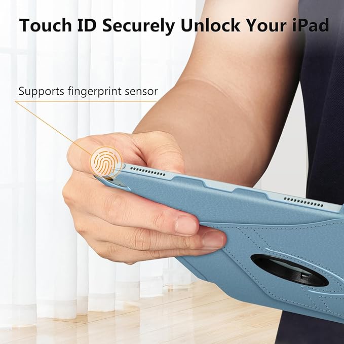 Fintie Rotating Case for iPad Air 13-inch (M3) 2025, (M2) 2024-360 Degree Swiveling Protective Stand Cover with Pencil Holder, Auto Wake/Sleep, Ocean Blue