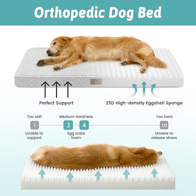 COZY KISS Dog Crate Bed for Medium Small Size Dogs, Rectangular Orthopedic Dog Beds, Foam Anti-Slip Bottom Pet Mat with Washable Removable Cover, Suitable for Pet Up to 40 lbs, 30x20x3 inch, Grey