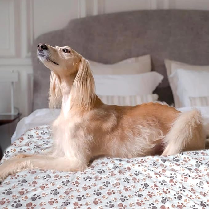 Dog Blankets for Large Dogs, 1 Pc Dog Blanket Washable, Soft Fluffy Flannel Pet Blanket Mat Cover for Bed Couch, Cute Print Puppy Blanket 60" x 50"