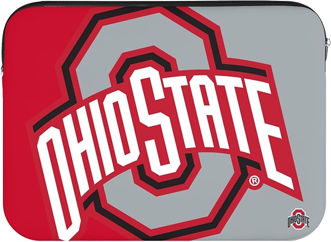 FOCO NCAA Official 15" Inch Colorblock Primary Logo Zipper Laptop Computer Sleeve Case Bag (Ohio State Buckeyes)