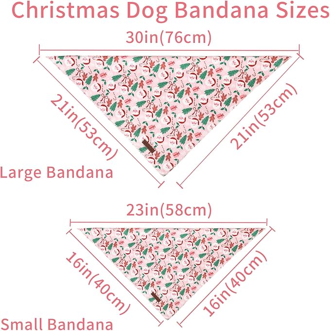 UP URARA PUP Christmas Dog Bandana–Christmas Red & Green Plaid Triangle Scarf for Small Medium Large Dogs, Soft Cotton Pet Bib for Winter & New Year, Adjustable Dog Kerchief