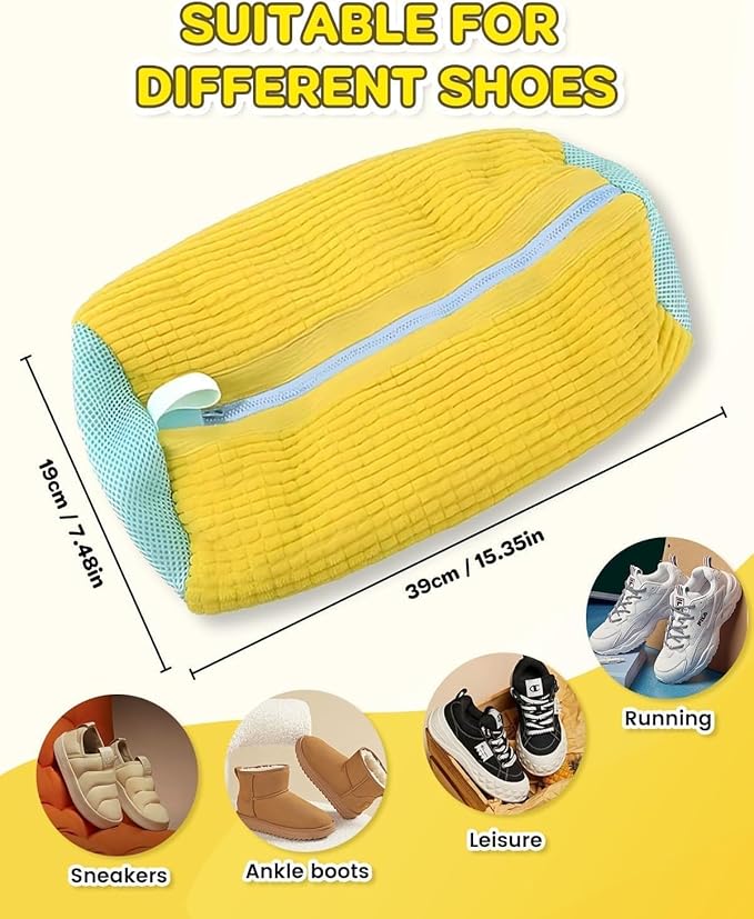Shoe Washing Machine Bag: Shoe Bag for Washing Machine - Reusable Shoe Cleaning Bag for Sneaker Tennis Shoes Unstain Cleaner Kit(Yellow 1 Pcs)