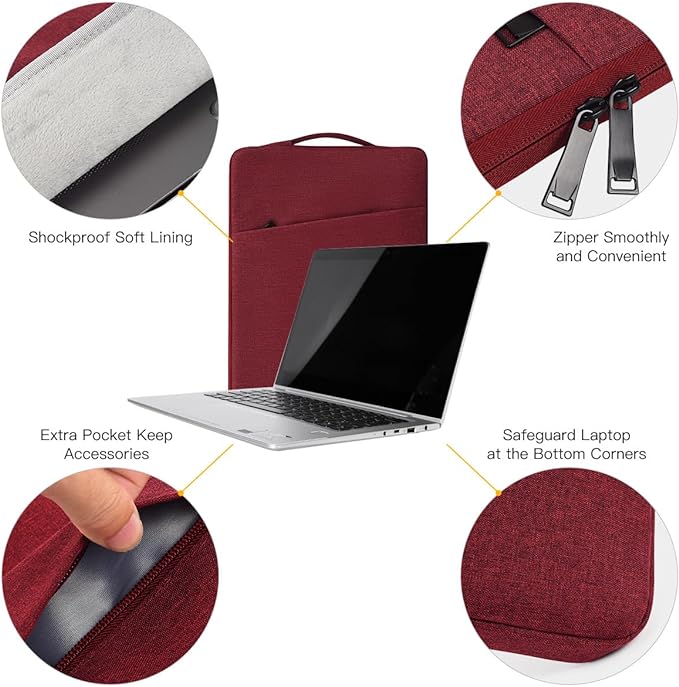 16 Inch Laptop Sleeve for 16 inch New MacBook Pro M4/M3/M2/M1 Pro/Max A3186 A3403 A2991 A2780 A2485 2025-2021, Protective Computer Case Bag with Pocket, Wine Red