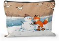 Cafl Fox Making Snowman Makeup Bag Travel Large Winter Cosmetic Bag Organizer toiletry Essentials Jewelry Zipper Bag Gift For Women -10×8 inch