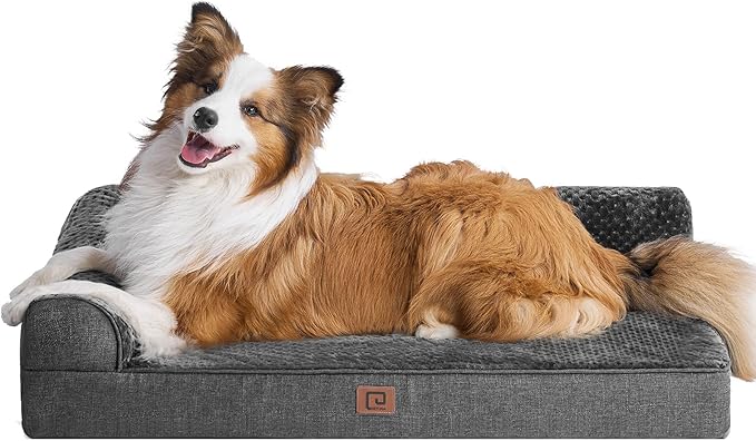 EHEYCIGA XL Dog Bed Memory Foam for Crate, Extra Large Dog Bed Orthopedic with Washable Removable Cover, Waterproof Pet Sofa Couch XLarge Size Dogs, 41x27x6.5, Dark Grey